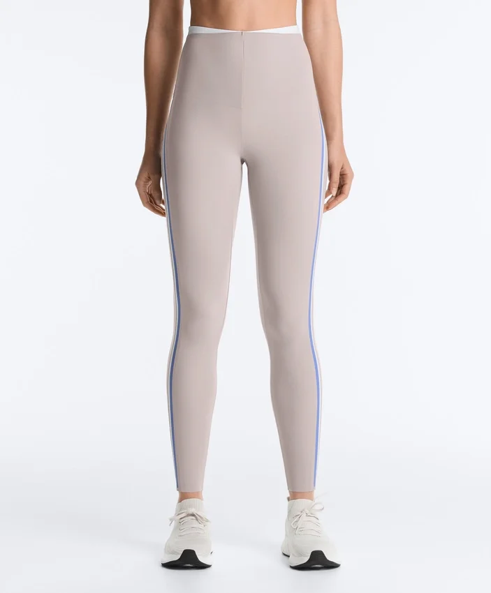 Leggings de cintura alta, Compressive e com contraste, até ao tornozelo Leggings de cintura alta, Compressive e com contraste, até ao tornozelo