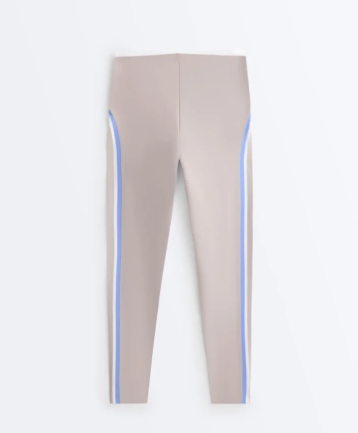 Leggings de cintura alta, Compressive e com contraste, até ao tornozelo Leggings de cintura alta, Compressive e com contraste, até ao tornozelo