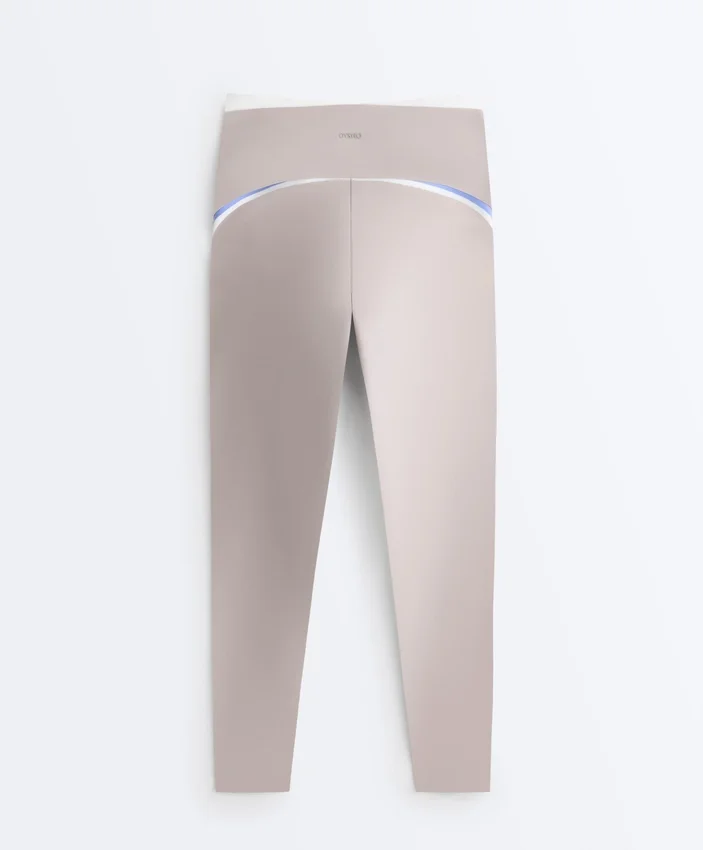 Leggings de cintura alta, Compressive e com contraste, até ao tornozelo Leggings de cintura alta, Compressive e com contraste, até ao tornozelo