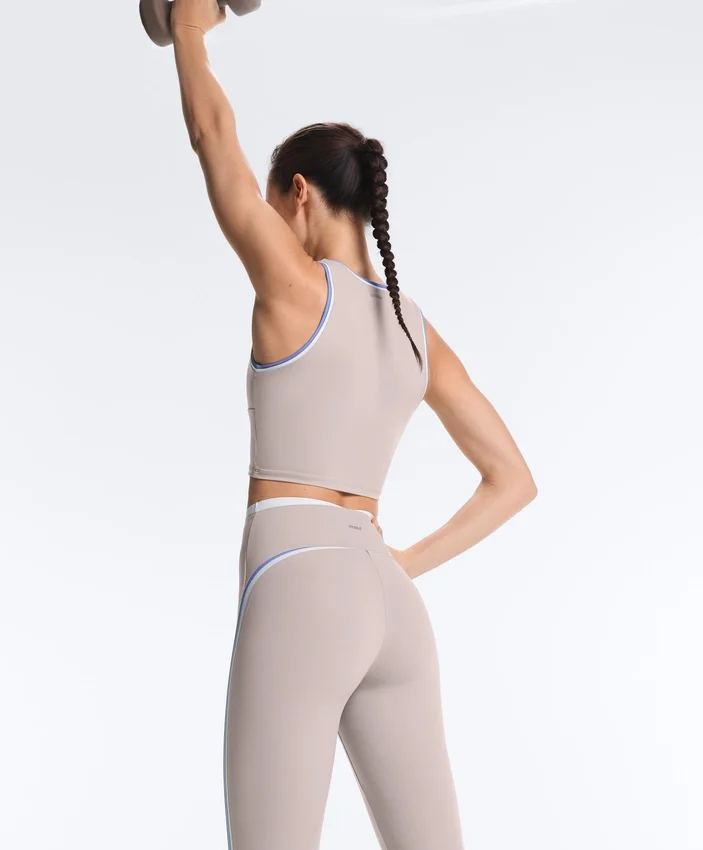 Leggings de cintura alta, Compressive e com contraste, até ao tornozelo Leggings de cintura alta, Compressive e com contraste, até ao tornozelo