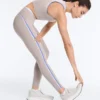 Leggings de cintura alta, Compressive e com contraste, até ao tornozelo Leggings de cintura alta, Compressive e com contraste, até ao tornozelo