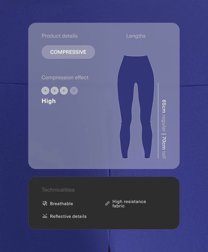 Leggings de cintura alta, Compressive e refletoras, com comprimento até ao tornozelo Leggings de cintura alta, Compressive e refletoras, com comprimento até ao tornozelo
