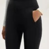 Leggings quentes de cintura alta, até ao tornozelo, com bolsos, 70 cm