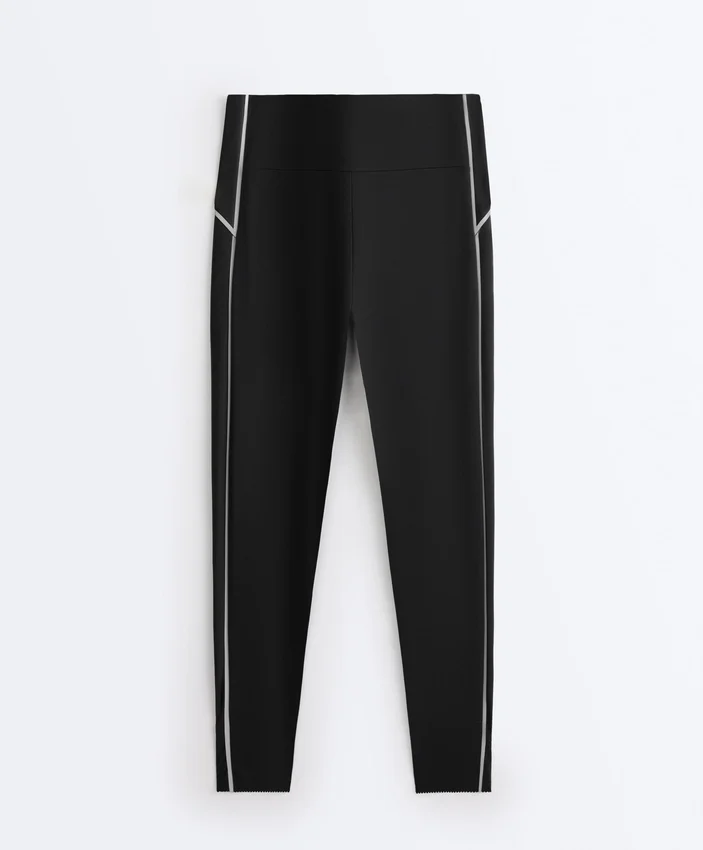 Leggings refletoras de cintura alta, Compressive e com Core Control, até ao tornozelo Leggings refletoras de cintura alta, Compressive e com Core Control, até ao tornozelo