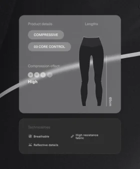 Leggings refletoras de cintura alta, Compressive e com Core Control, até ao tornozelo Leggings refletoras de cintura alta, Compressive e com Core Control, até ao tornozelo