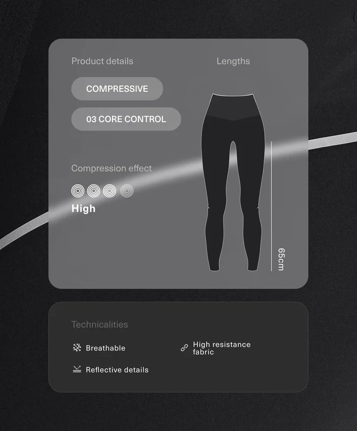 Leggings refletoras de cintura alta, Compressive e com Core Control, até ao tornozelo Leggings refletoras de cintura alta, Compressive e com Core Control, até ao tornozelo