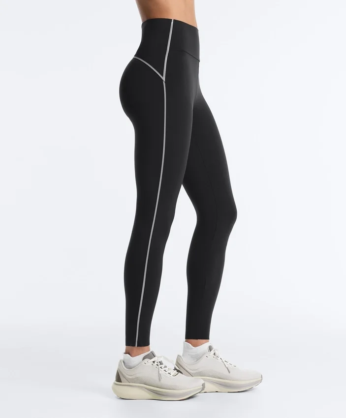Leggings refletoras de cintura alta, Compressive e com Core Control, até ao tornozelo Leggings refletoras de cintura alta, Compressive e com Core Control, até ao tornozelo