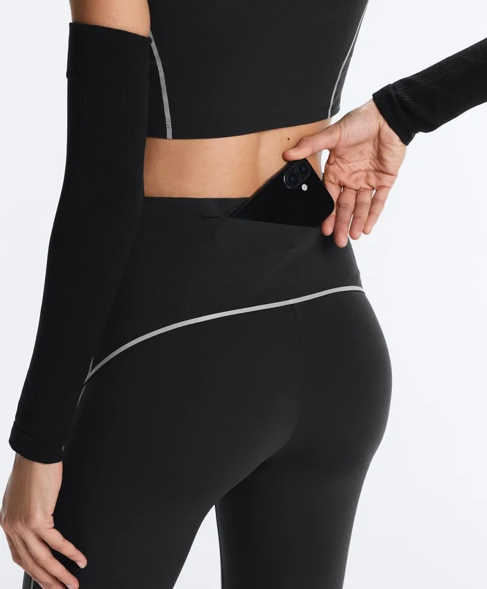 Leggings refletoras de cintura alta, Compressive e com Core Control, até ao tornozelo Leggings refletoras de cintura alta, Compressive e com Core Control, até ao tornozelo