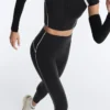 Leggings refletoras de cintura alta, Compressive e com Core Control, até ao tornozelo Leggings refletoras de cintura alta, Compressive e com Core Control, até ao tornozelo