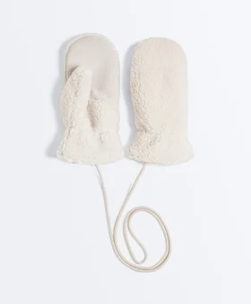 Mitens de casacos de pelo sintéticos com cordão