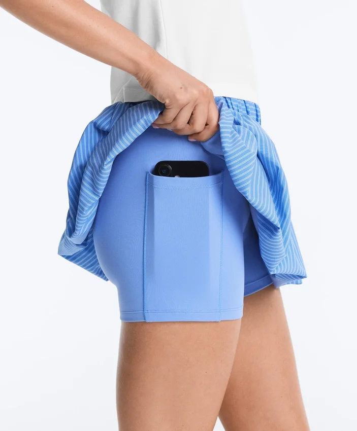 Saias balão de cintura alta com riscas compressiva Saias balão de cintura alta com riscas compressiva