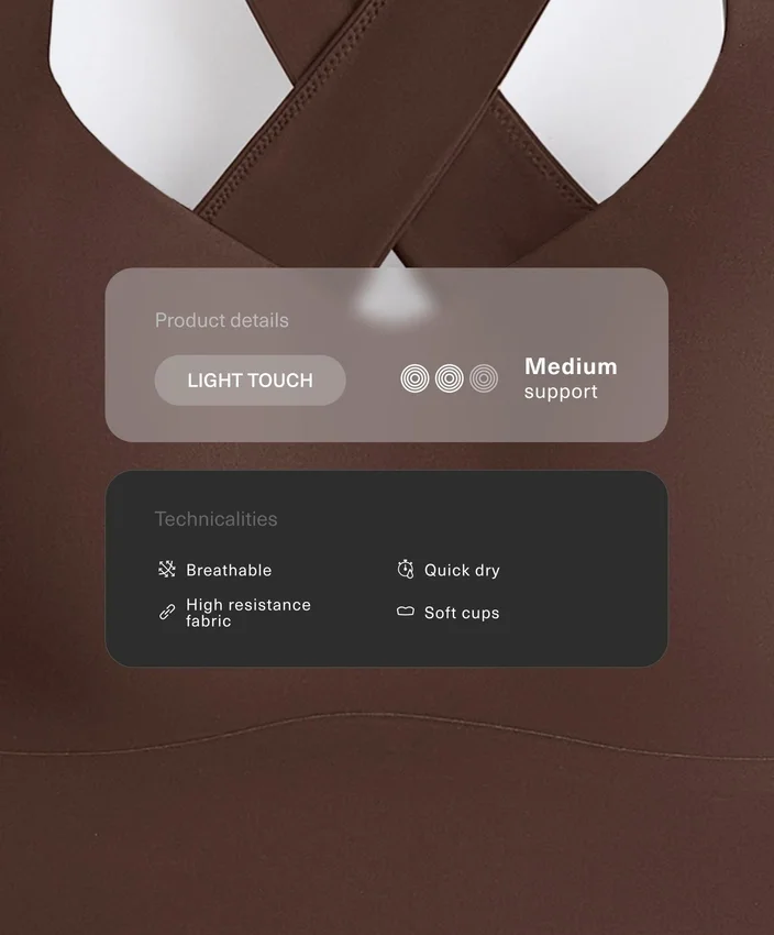 Sutiã com apoio médio e costas cruzadas, Light Touch Sutiã com apoio médio e costas cruzadas, Light Touch