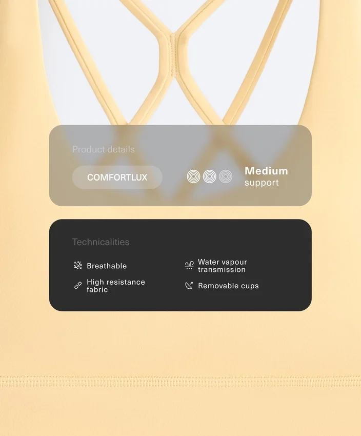 Sutiã desportivo Comfortlux de apoio médio com copas Sutiã desportivo Comfortlux de apoio médio com copas