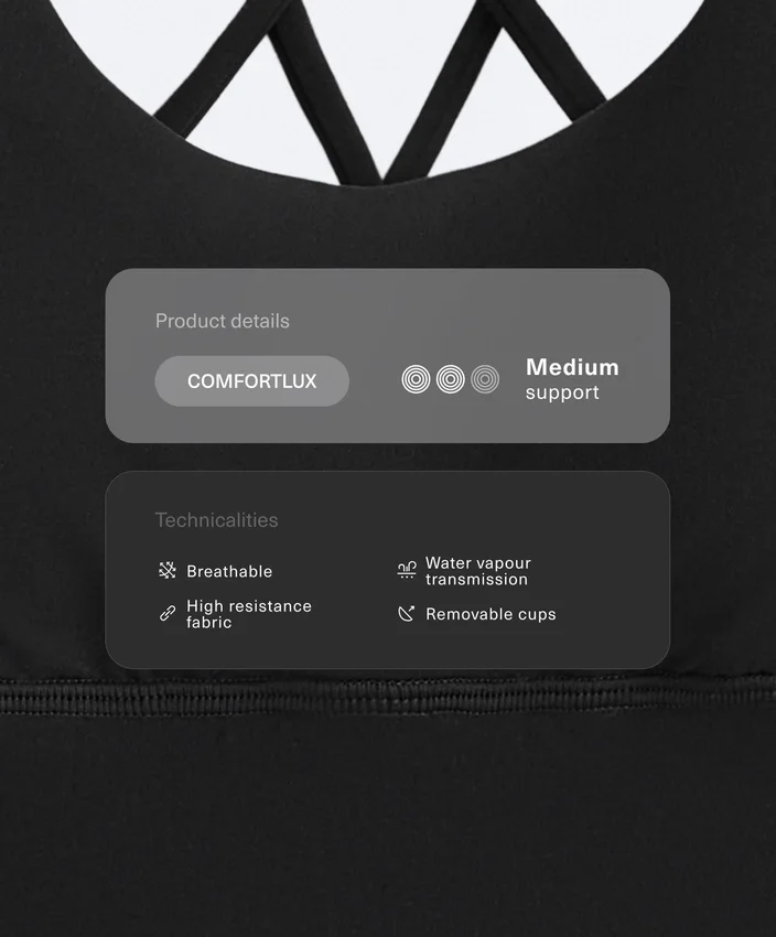 Sutiã desportivo Comfortlux de apoio médio com copas Sutiã desportivo Comfortlux de apoio médio com copas