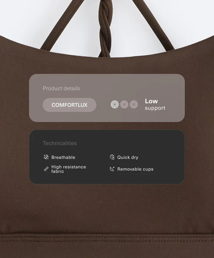 Sutiã desportivo Comfortlux de suporte leve com alças cruzadas Sutiã desportivo Comfortlux de suporte leve com alças cruzadas