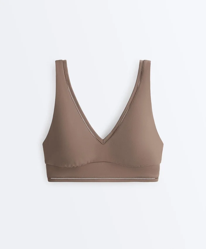 Sutiã desportivo Comfortlux de suporte médio com bainha em ponto de alinhavo Sutiã desportivo Comfortlux de suporte médio com bainha em ponto de alinhavo