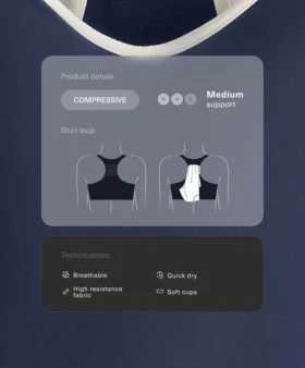 Sutiã desportivo Compressive e suporte médio com copas de borracha