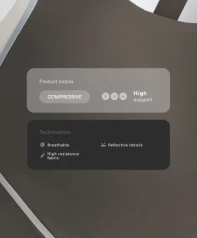 Sutiã desportivo compressivo de apoio firme com detalhes refletores