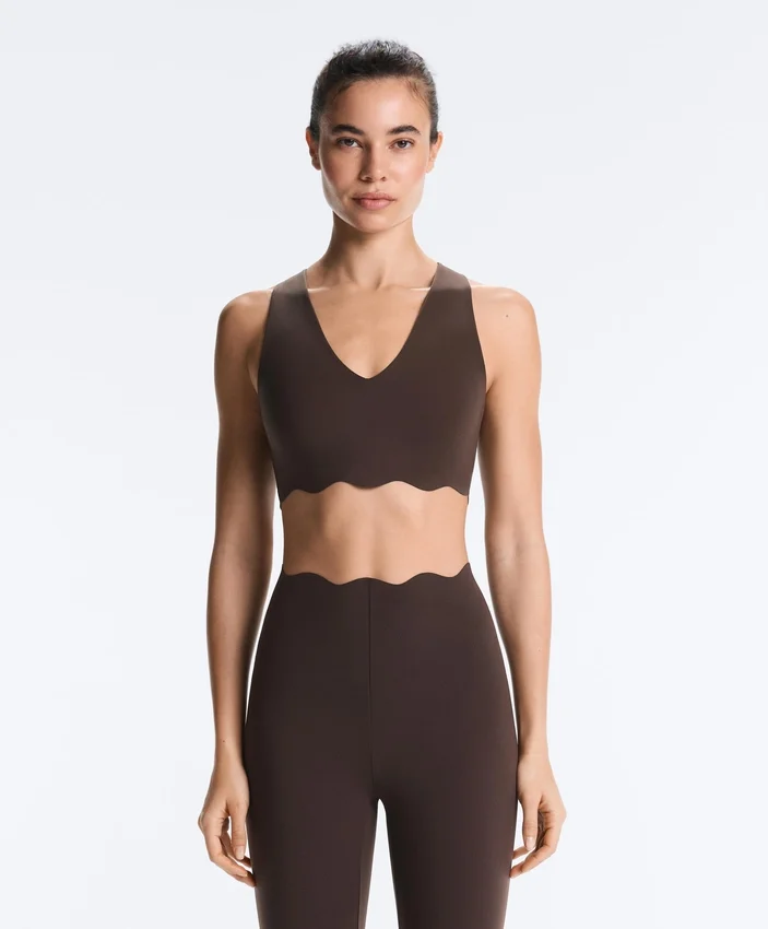 Sutiã desportivo compressivo de suporte médio com padrão ondulado Sutiã desportivo compressivo de suporte médio com padrão ondulado