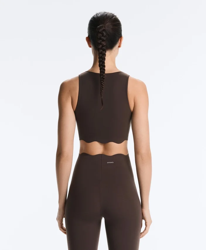 Sutiã desportivo compressivo de suporte médio com padrão ondulado Sutiã desportivo compressivo de suporte médio com padrão ondulado