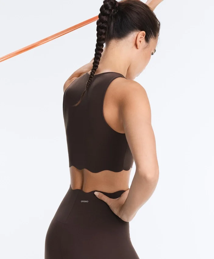 Sutiã desportivo compressivo de suporte médio com padrão ondulado Sutiã desportivo compressivo de suporte médio com padrão ondulado