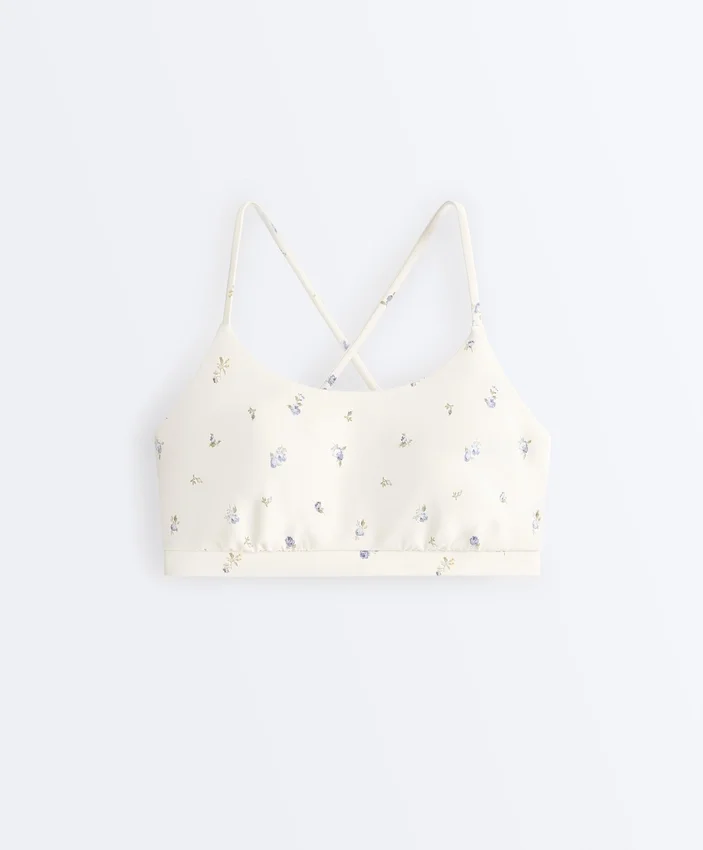 Sutiã desportivo Evermove de apoio leve com estampado floral Sutiã desportivo Evermove de apoio leve com estampado floral