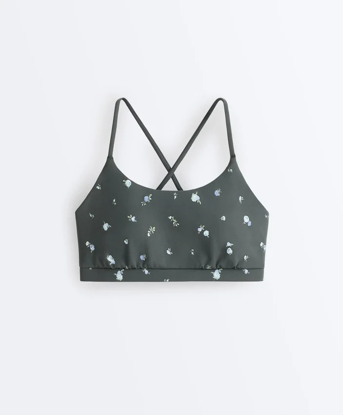 Sutiã desportivo Evermove de apoio leve com estampado floral Sutiã desportivo Evermove de apoio leve com estampado floral