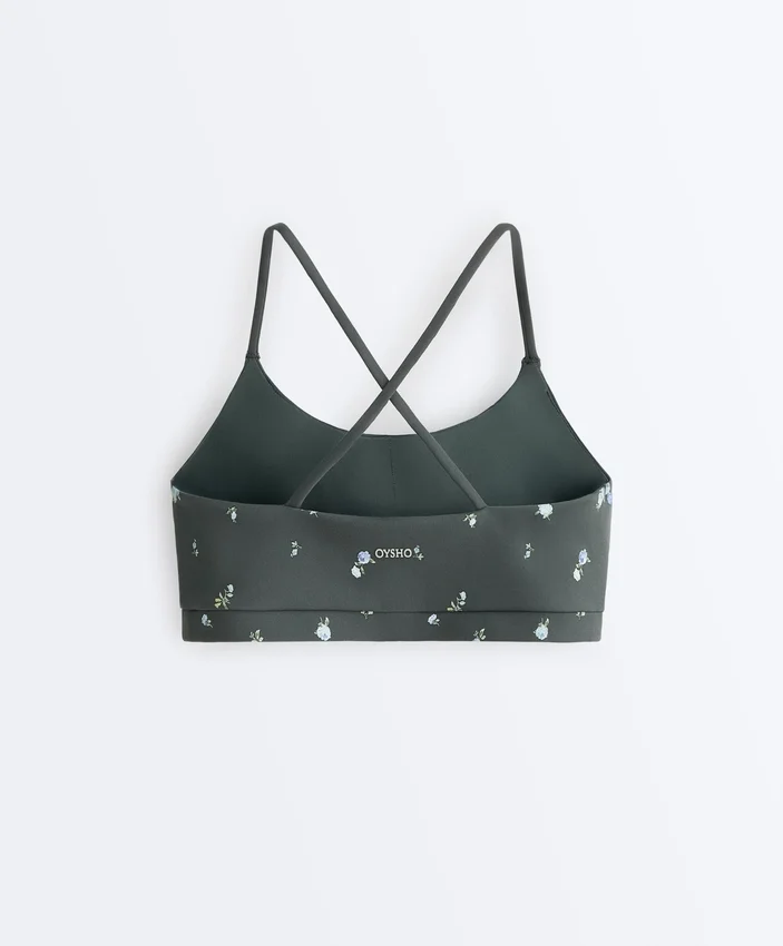 Sutiã desportivo Evermove de apoio leve com estampado floral Sutiã desportivo Evermove de apoio leve com estampado floral