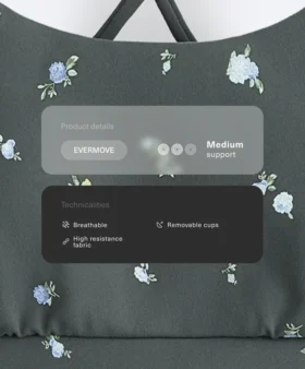 Sutiã desportivo Evermove de apoio leve com estampado floral