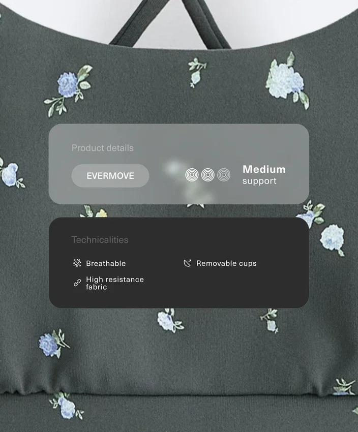 Sutiã desportivo Evermove de apoio leve com estampado floral Sutiã desportivo Evermove de apoio leve com estampado floral