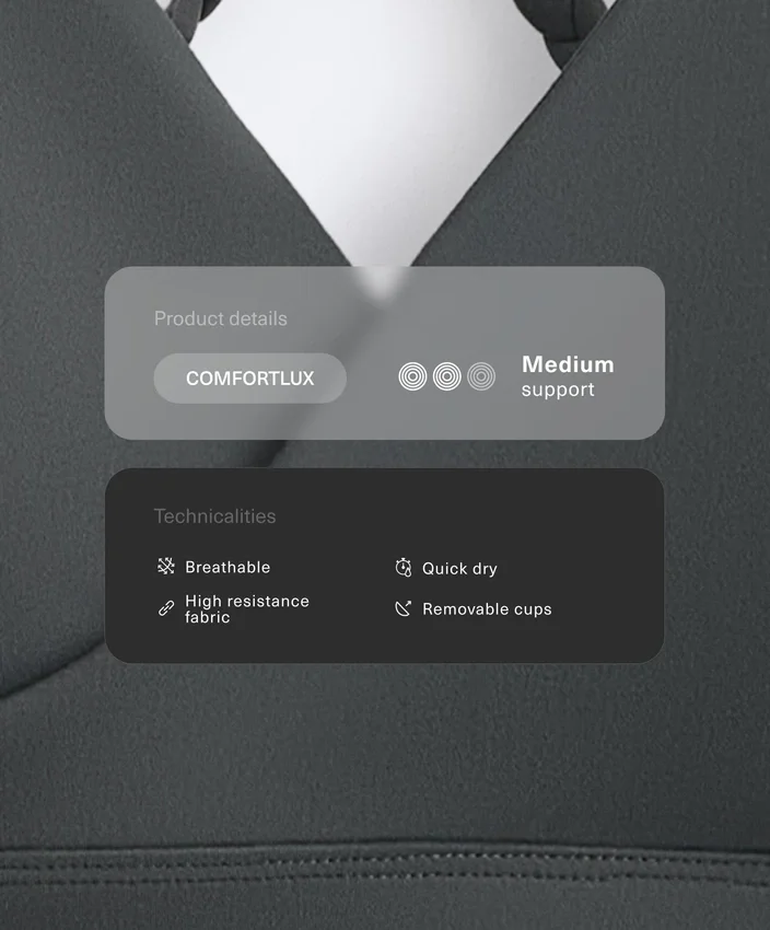 Sutiã desportivo trançado Comfortlux de suporte médio Sutiã desportivo trançado Comfortlux de suporte médio