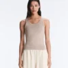 T-shirt justa com alças em canelado, em algodão e modal T-shirt justa com alças em canelado, em algodão e modal
