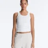 T-shirt justa com alças em canelado, em algodão e modal T-shirt justa com alças em canelado, em algodão e modal
