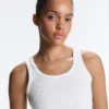 T-shirt justa com alças em canelado, em algodão e modal T-shirt justa com alças em canelado, em algodão e modal