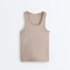 T-shirt justa com alças em canelado, em algodão e modal T-shirt justa com alças em canelado, em algodão e modal