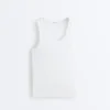T-shirt justa com alças em canelado, em algodão e modal T-shirt justa com alças em canelado, em algodão e modal