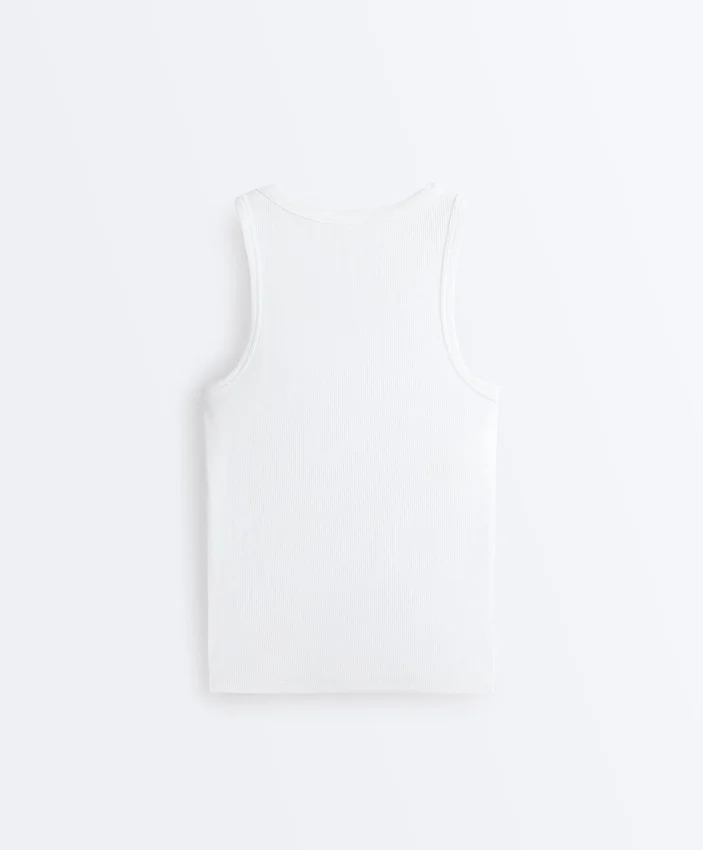 T-shirt justa com alças em canelado, em algodão e modal T-shirt justa com alças em canelado, em algodão e modal
