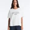 T-shirt larga de manga curta em mistura de algodão com slogan T-shirt larga de manga curta em mistura de algodão com slogan