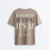 T-shirt larga de manga curta em mistura de algodão com slogan T-shirt larga de manga curta em mistura de algodão com slogan
