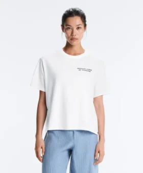 T-shirt larga em mistura de algodão com slogan