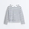 T-shirt larga oversize de manga comprida em mistura de algodão com riscas T-shirt larga oversize de manga comprida em mistura de algodão com riscas