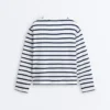 T-shirt larga oversize de manga comprida em mistura de algodão com riscas T-shirt larga oversize de manga comprida em mistura de algodão com riscas