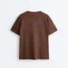 T-shirt oversize de manga curta em mistura de algodão com riscas de calções T-shirt oversize de manga curta em mistura de algodão com riscas de calções