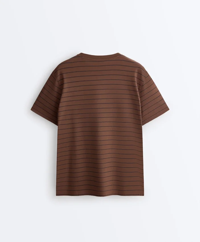 T-shirt oversize de manga curta em mistura de algodão com riscas de calções T-shirt oversize de manga curta em mistura de algodão com riscas de calções