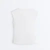 T-shirt sem mangas em malha canelada com botões de algodão e modal T-shirt sem mangas em malha canelada com botões de algodão e modal