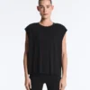 T-shirt sem mangas em mistura de modal T-shirt sem mangas em mistura de modal