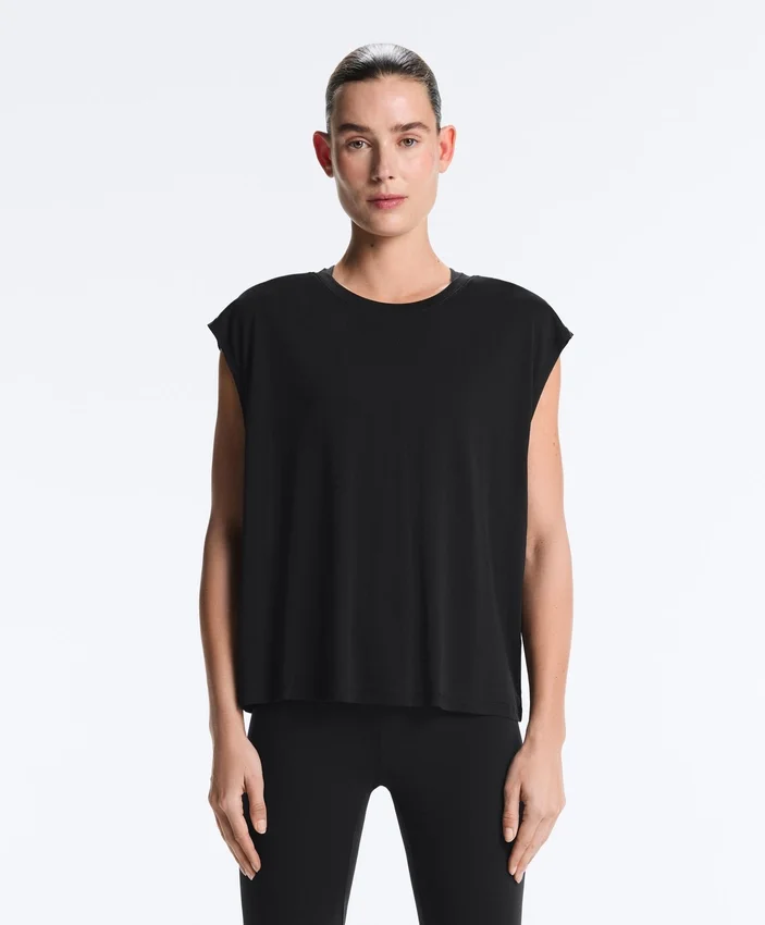 T-shirt sem mangas em mistura de modal T-shirt sem mangas em mistura de modal