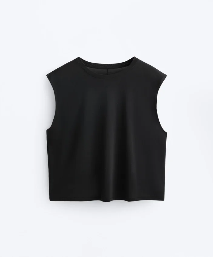 T-shirt sem mangas em mistura de modal T-shirt sem mangas em mistura de modal