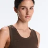 T-shirts com canelado e alças largas, algodão e modal