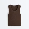 T-shirts com canelado e alças largas, algodão e modal